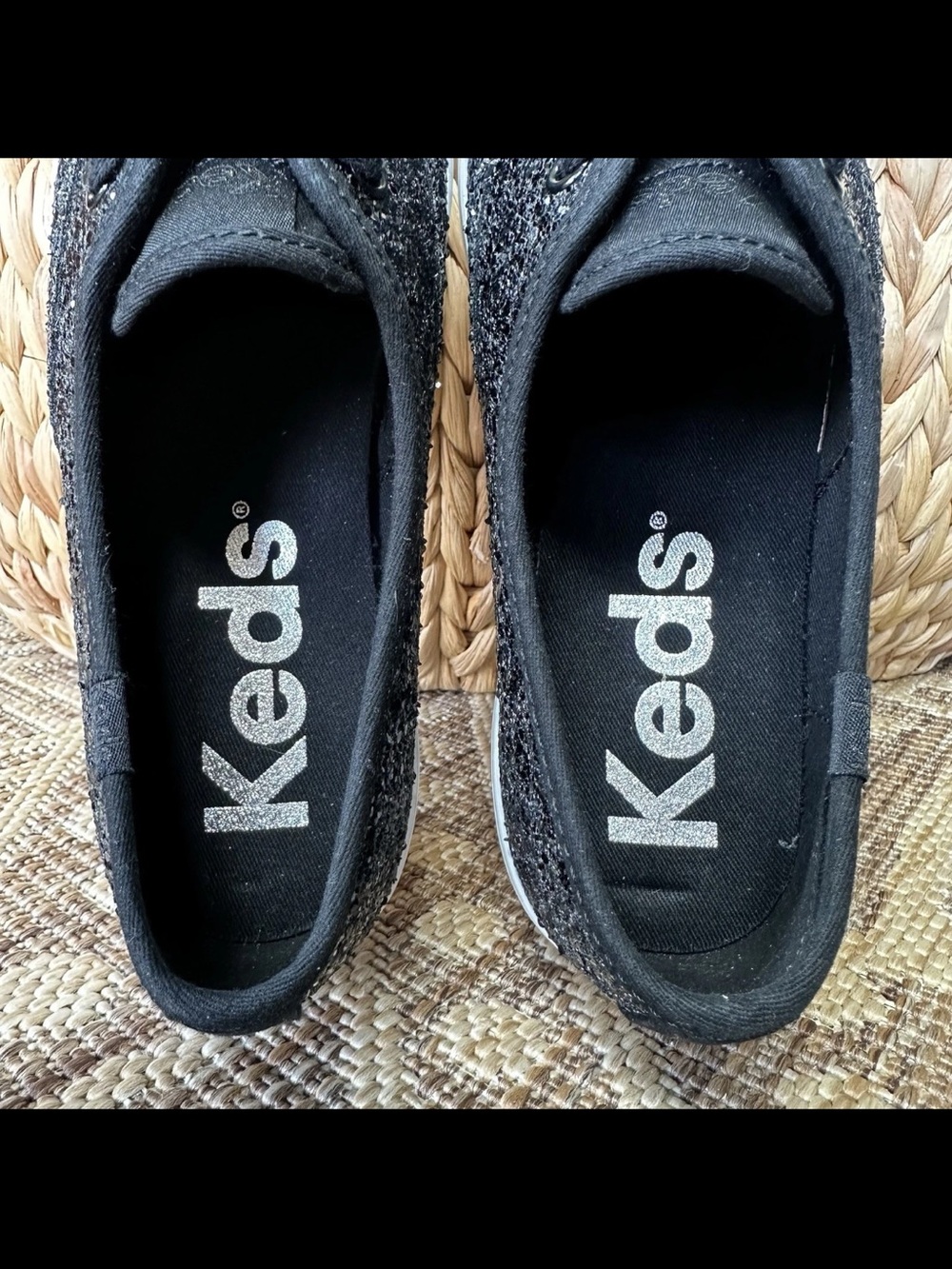 Keds Celebrations Collections Point Toe Black Glitter Platform Sneakers Sz 6.5 - Picture 12 of 13
